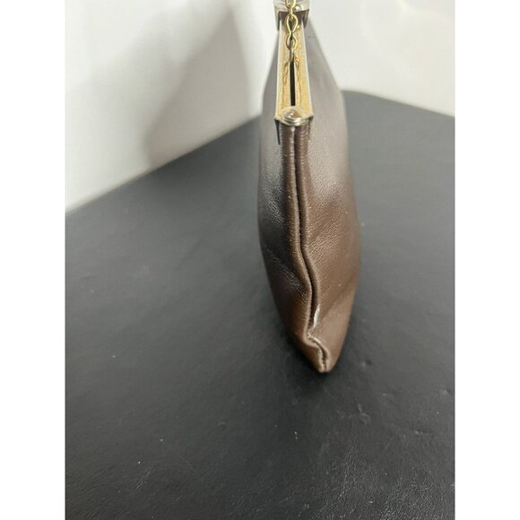 Etra Brown Leather Clutch Shoulder Purse Vintage 1950s - Picture 5 of 16